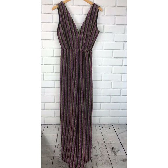 Glamorous Stripe Metallic Jumpsuit 2 Pink Gold - Picture 6 of 8